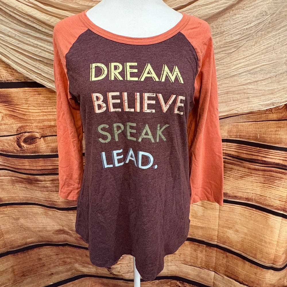 Sonoma Womens Long Sleeve Baseball Skater Cotton Graphic‎ Tee Size S